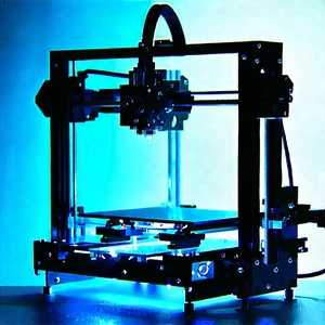 3d printer with blue light glow