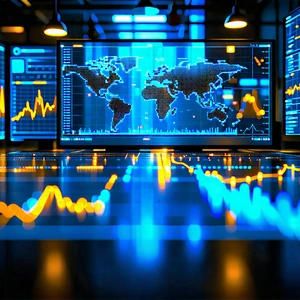 Tech Oil Painting: Financial Technology In Tech Office With Image, There