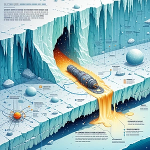 The Image Is A Large, Detailed Illustration Of A Train Traveling Through A Mountain