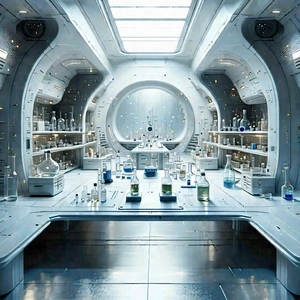 (futuristic:1.17) Research Laboratory With Image, There