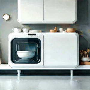 Innovative Smart Appliance (design:1.42) With White Microwave