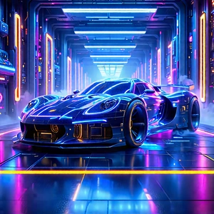 Automotive Technology In Manufacturing Facility With Blue Sports
