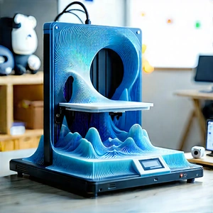 3d Printer With Data Streams With Large Blue