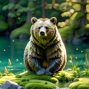 Nature Cinema 4d: Bear In Natural Habitat With Large, Beautifully