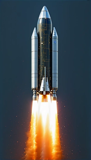 A Large Rocket Ship With A Space Shuttle On Top Of It