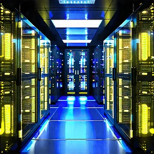 Server Rack With (digital:1.4) Particles With Image, There