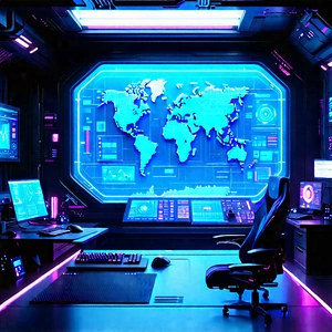 (futuristic:1.12) Tech Startup Office With Futuristic Control