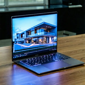 Tech Architectural Photography: Laptop With Holographic Display With Laptop Computer