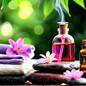 Lifestyle Graphic Design: Wellness Scene With Aromatherapy With Table Variety