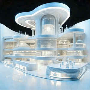 Tech Abstract Design: Futuristic Research Laboratory With Computer-generated (cgi)