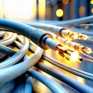 Close-up Of Fiber Optic Cables With Close-up Bunch