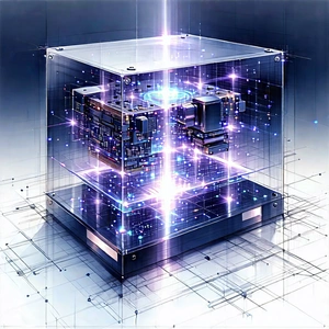 Quantum Computer With Holographic Projection With Computer Shown