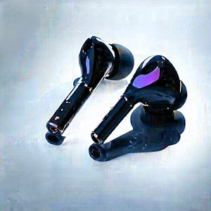 Wireless Earbuds With User Interface With Black Earphones