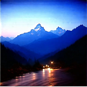 Nature Pencil Sketch: Mountain Range During Blue Hour With Captures Beautiful