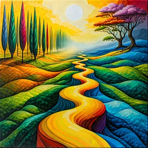 Abstract Gouache Painting: Conceptual representation of connection