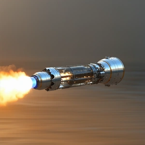 A Rocket Is Shown In The Image, With Its Engine On Fire