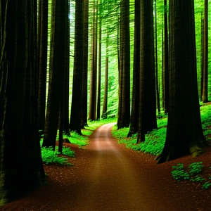 Nature Stock Photography: Path Through Redwood Forest With Lush Green