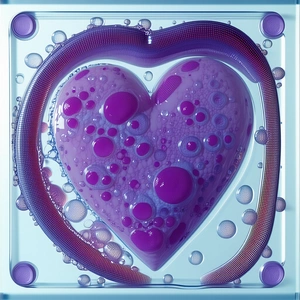 A Heart-shaped Sculpture Made Of Purple And Pink Glass