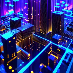 Close-up Of Sensor Array With Futuristic Cityscape