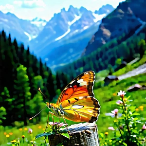 Nature Hdr Photography: Butterfly In Mountain Terrain With Beautiful Butterfly