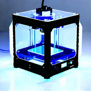 3d Printer With Blue Light Glow With Blue Black