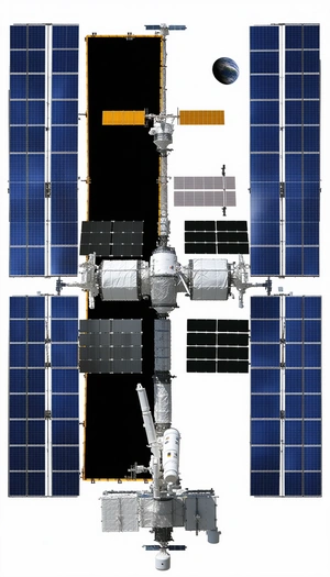 A Large Spacecraft Is Docked At A Space Station
