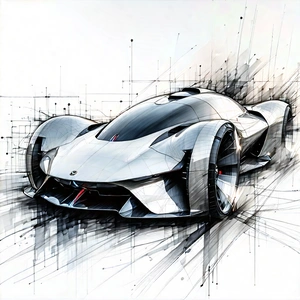 Tech Charcoal Drawing: Innovative Electric Vehicle Design With Drawing Futuristic
