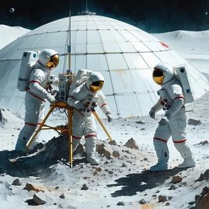 In The Image, There Are Three Astronauts Standing On The Moon
