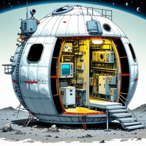 cartoon drawing space station