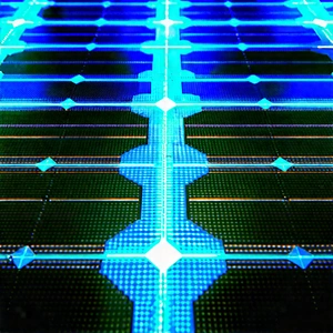 Solar panel with blue light (glow:1.49)