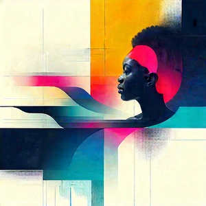Abstract Diagram Style: Dynamic composition with gradient color palette