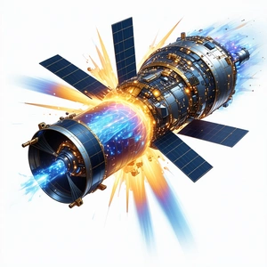 A Spacecraft Is Shown In A Close-up View, With Its Engine And Propulsion System On Display