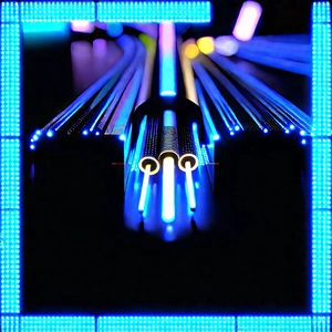 Close-up of fiber optic cables