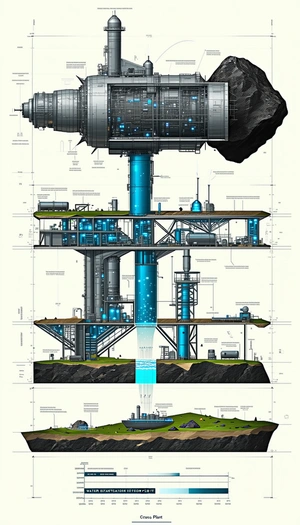 A Large, Futuristic Space Station Is Depicted In A Detailed Drawing