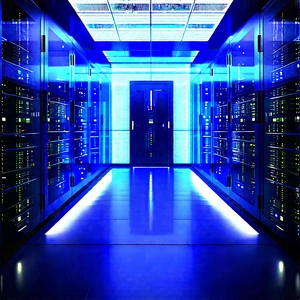 Futuristic Server Room With Large Room