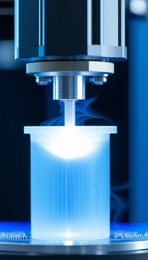 A Machine With A Blue Light Shining Through It