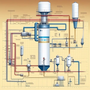 The Image Is A Detailed Drawing Of A Large Industrial Plant, Likely A Refinery Or A Chemical Plant