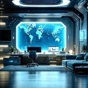 Futuristic Tech Startup Office With Futuristic Room,