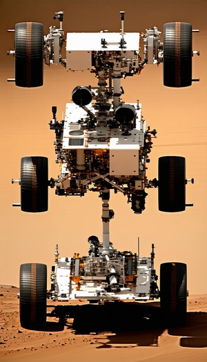 A White Rover Vehicle With A Large Antenna On Top Of It
