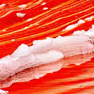 Nature Product Photography: Glacier In Rainy Season With Red, Frothy