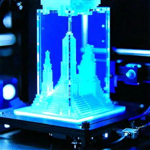 3d printer with blue light (glow:1.19)