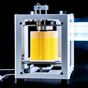 A Yellow Object Is Being Made In A Machine