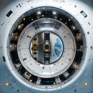 close-up space shuttle's interior