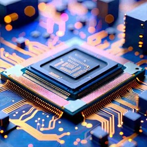 Tech Low Poly: Close-up of microprocessor