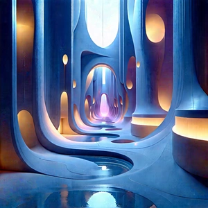 (futuristic:1.49) Tech Startup Office With Image, There