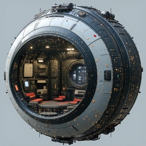 A Large, Round Spacecraft Is Shown In A Computer-generated Image
