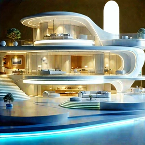 Futuristic Smart Home With Rendering Large,