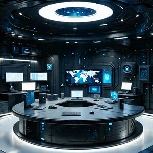 (futuristic:1.25) Tech Startup Office With Futuristic Room,