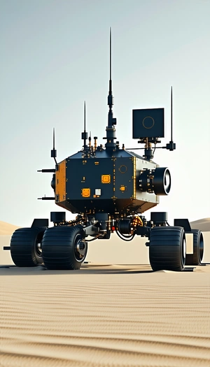 A Large, Futuristic-looking Vehicle With A Black And Yellow Color Scheme