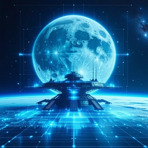 A Futuristic Space Station Floating In The Vastness Of Space